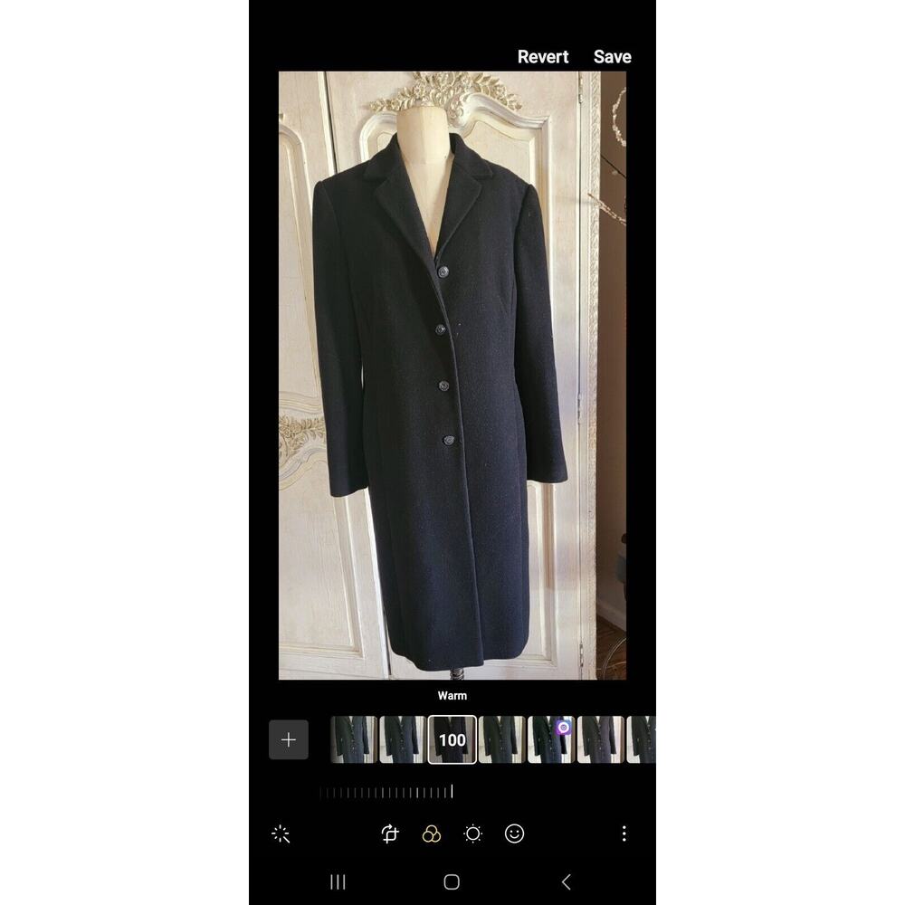 Vintage Murano Wool blend  Long Coat Women's Size 12 Black Button - Picture 13 of 15